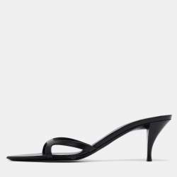 Saint Laurent Black Leather Carla Sandals Size 39