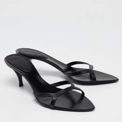 Saint Laurent Black Leather Carla Sandals Size 39