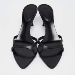 Saint Laurent Black Leather Carla Sandals Size 39