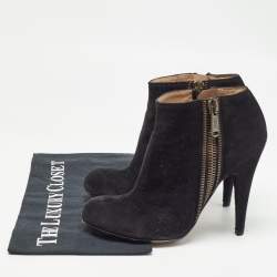 Saint Laurent Black Suede Zip Up Ankle Boots Size 38