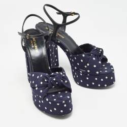 مملوكة مسبقًا صندل سان لوران بيانكا جلد أوف وايت مقاس 38.5