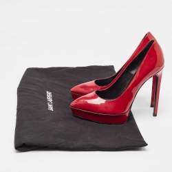 Saint Laurent Dark Red Patent Leather Janis Pumps Size 38