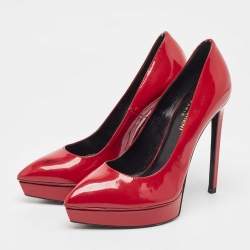 Saint Laurent Dark Red Patent Leather Janis Pumps Size 38