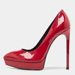 Saint Laurent Dark Red Patent Leather Janis Pumps Size 38