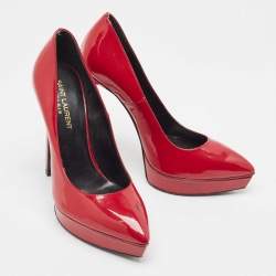 Saint Laurent Dark Red Patent Leather Janis Pumps Size 38