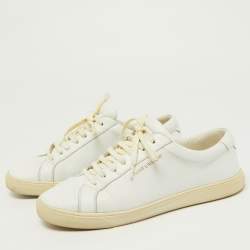 Pre Owned Saint Laurent Paris White Leather Court Classic Low Top Sneakers Size 38.5