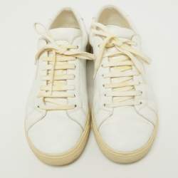 Pre Owned Saint Laurent Paris White Leather Court Classic Low Top Sneakers Size 38.5