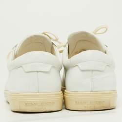 Pre Owned Saint Laurent Paris White Leather Court Classic Low Top Sneakers Size 38.5