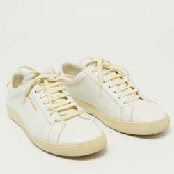 Pre Owned Saint Laurent Paris White Leather Court Classic Low Top Sneakers Size 38.5