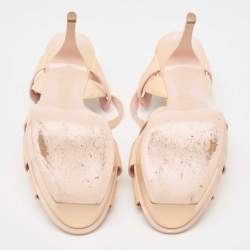 Saint Laurent Peach Pink Patent Leather Tribute Sandals Size 40