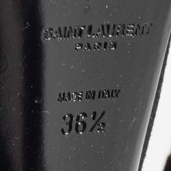 Pre Owned Saint Laurent Black Suede Platform Ankle Strap Sandals Size 36.5