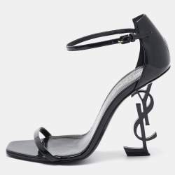 Saint Laurent Black Patent Leather Opyum Sandals Size 39.5