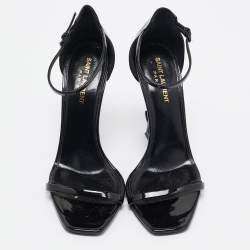 Saint Laurent Black Patent Leather Opyum Sandals Size 39.5