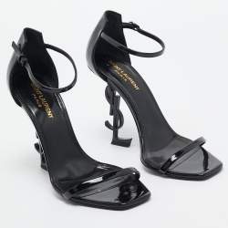 Saint Laurent Black Patent Leather Opyum Sandals Size 39.5