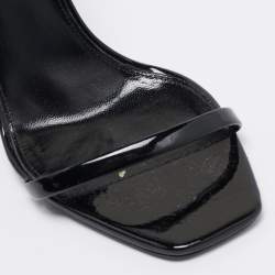 Saint Laurent Black Patent Leather Opyum Sandals Size 39.5