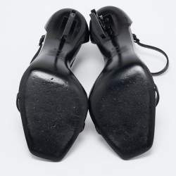 Saint Laurent Black Patent Leather Opyum Sandals Size 39.5