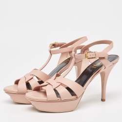 Saint Laurent Light Pink Leather Tribute Sandals Size 39