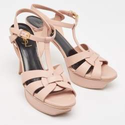 Saint Laurent Light Pink Leather Tribute Sandals Size 39