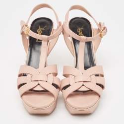 Saint Laurent Light Pink Leather Tribute Sandals Size 39