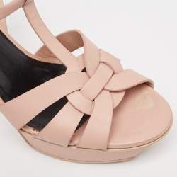 Saint Laurent Light Pink Leather Tribute Sandals Size 39