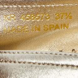 Pre Owned Saint Laurent Gold Leather Cassandra Espadrilles Slip On Loafers Size 37.5