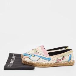 Pre Owned Saint Laurent Multicolor Canvas Love Espadrille Flats Size 40