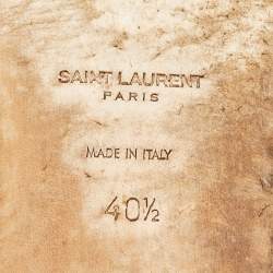 Pre Owned Saint Laurent Paris Burgundy Patent Leather Tribute Flat Slides Size 40.5