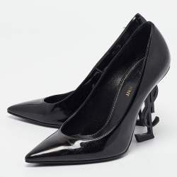 Pre Owned Saint Laurent Black Patent Leather Opyum Pumps Size 37