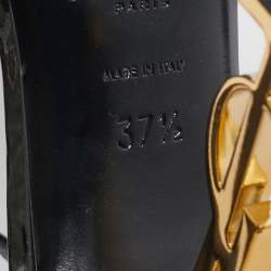 Pre Owned Saint Laurent Black Patent Leather Opyum Ankle Strap Sandals Size 37.5