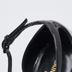 Pre Owned Saint Laurent Black Patent Leather Opyum Ankle Strap Sandals Size 37.5