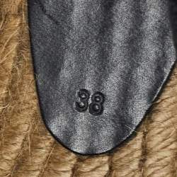 Pre Owned Saint Laurent Black Canvas Embroidered Espadrille Flats Size 38