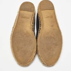 Pre Owned Saint Laurent Black Canvas Embroidered Espadrille Flats Size 38