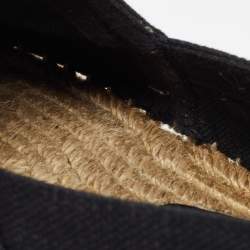 Pre Owned Saint Laurent Black Canvas Embroidered Espadrille Flats Size 38