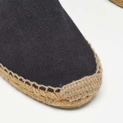 Pre Owned Saint Laurent Black Canvas Embroidered Espadrille Flats Size 38