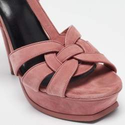 Saint Laurent Pink Suede Tribute Sandals Size 40