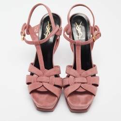 Saint Laurent Pink Suede Tribute Sandals Size 40