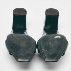 Pre Owned Saint Laurent Green Patent Leather Loulou Slide Sandals Size 39