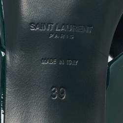 Pre Owned Saint Laurent Green Patent Leather Loulou Slide Sandals Size 39