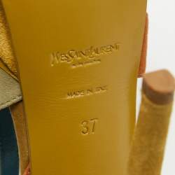 Pre Owned Saint Laurent Multicolor Suede Tribute Ankle Strap Sandals Size 37