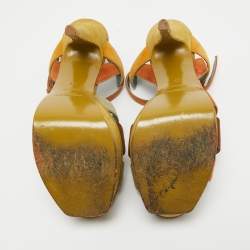 Pre Owned Saint Laurent Multicolor Suede Tribute Ankle Strap Sandals Size 37