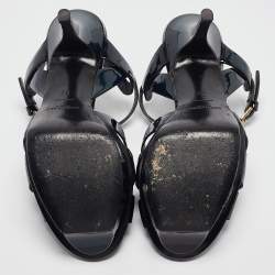 مملوكة مسبقًا Saint Laurent Two Tone Patent Leather Tribute Sandals Size 36