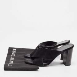 Saint Laurent Black Suede Loulou Slide Sandals Size 37.5