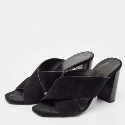 Saint Laurent Black Suede Loulou Slide Sandals Size 37.5