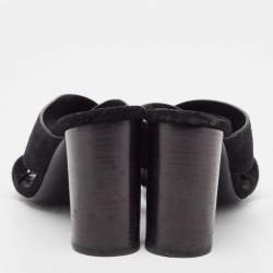 Saint Laurent Black Suede Loulou Slide Sandals Size 37.5