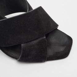 Saint Laurent Black Suede Loulou Slide Sandals Size 37.5