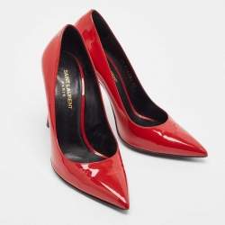 Pre Owned Saint Laurent Red Patent Leather Anja Pumps Size 39