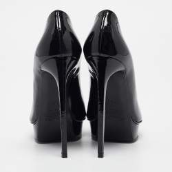 Saint Laurent Black Patent Leather Janis Platform Pumps 40