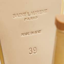 Pre Owned Saint Laurent Beige Patent Leather Tribute Sandals Size 39
