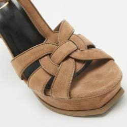 Saint Laurent Brown Suede Tribute Sandals Size 39