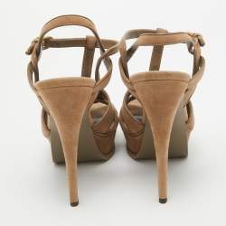 Saint Laurent Brown Suede Tribute Sandals Size 39